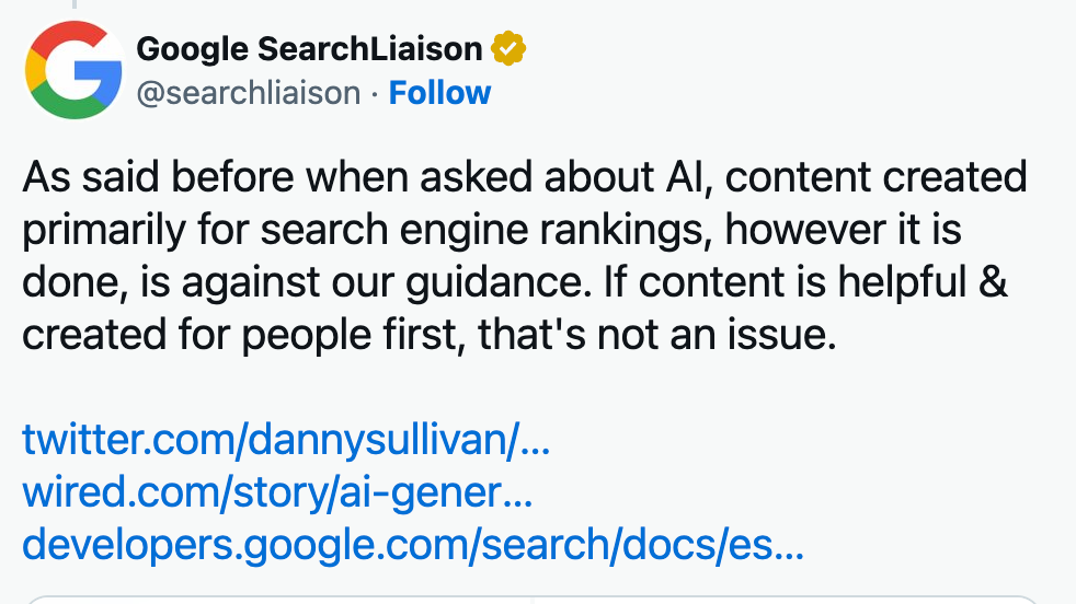Google about AI Content